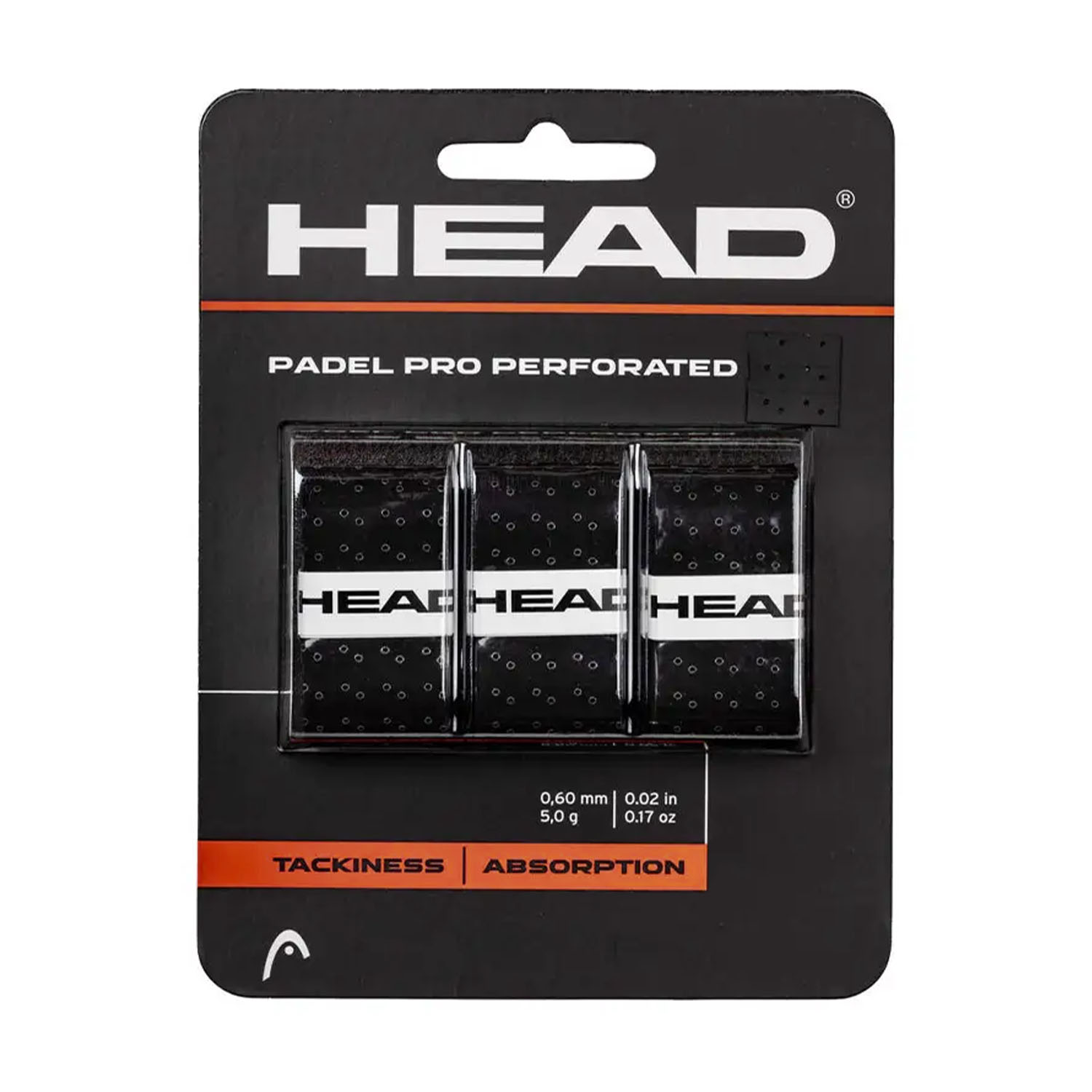 HEAD PADEL PRO PERFORATED 3 PCS PACK BLACK