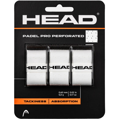 HEAD PADEL PRO PERFORATED 3 PCS PACK WHITE