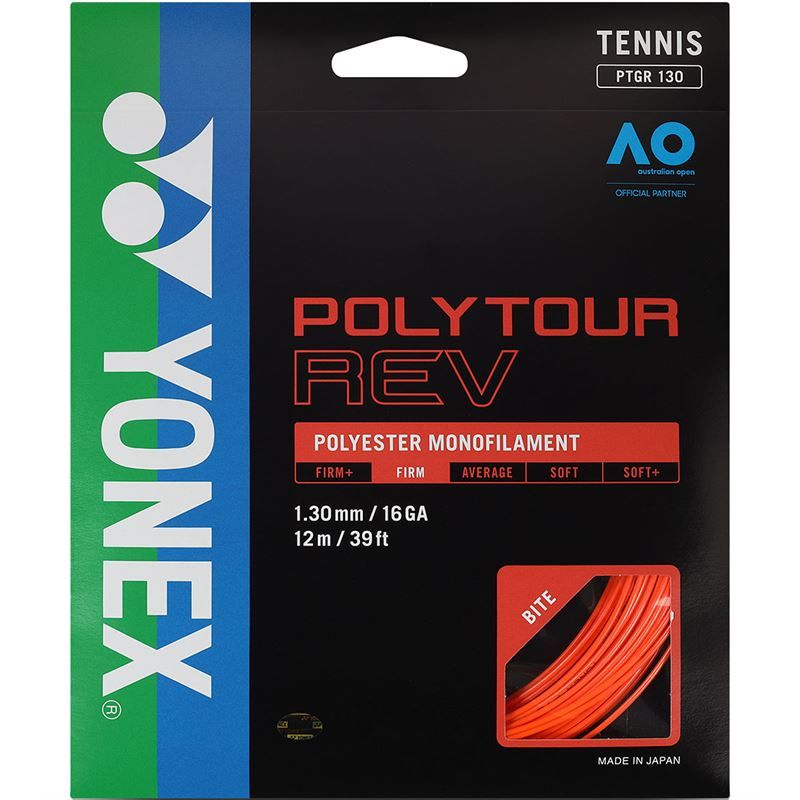 YONEX POLYTOUR REV 1.30 MM BRIGHT ORANGE