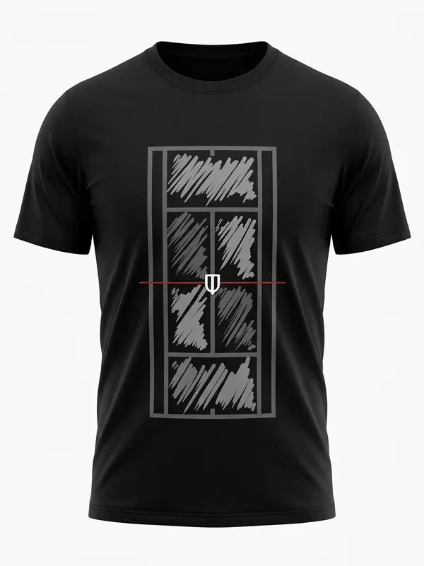 UNIPRO UNISEX-PAINTED COURT SS TSHIRTS-BLACK