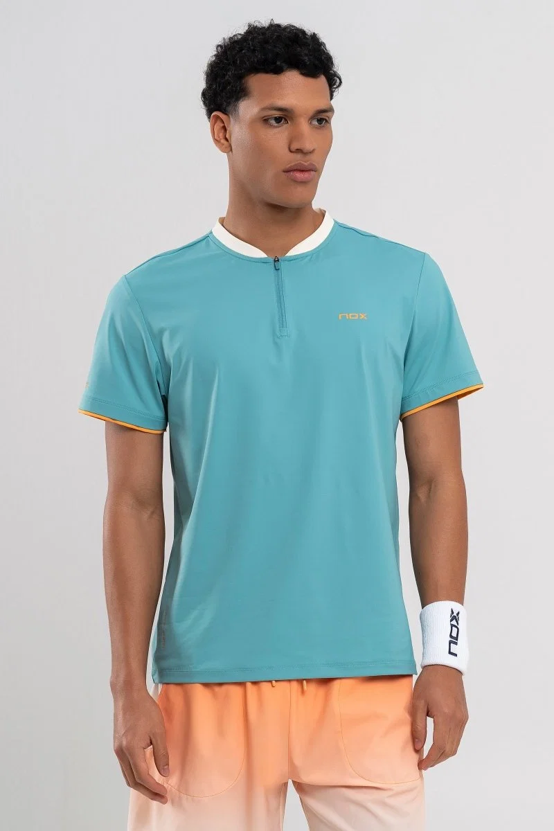 NOX MENS DUSTY TURQUOISE PRO POLO T-SHIRT