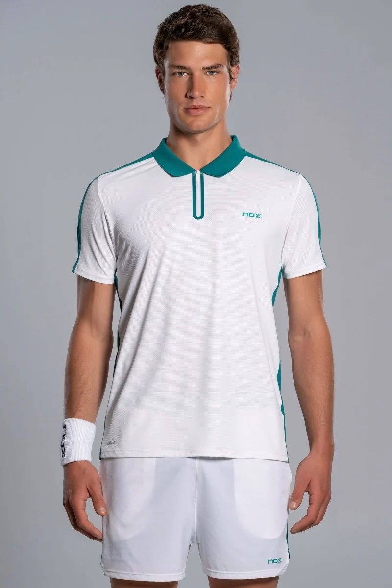 NOX MENS PRO WHITE/IVY GREEN POLO T-SHIRT