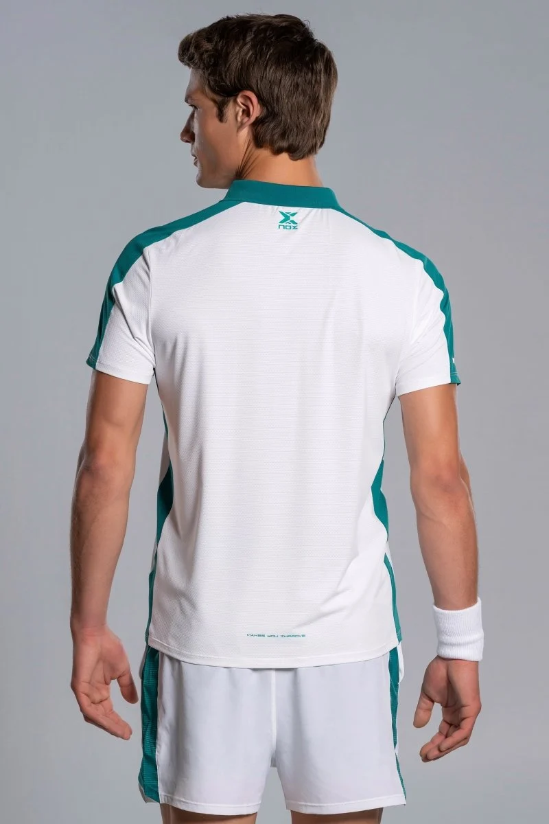 NOX MENS PRO WHITE/IVY GREEN POLO T-SHIRT