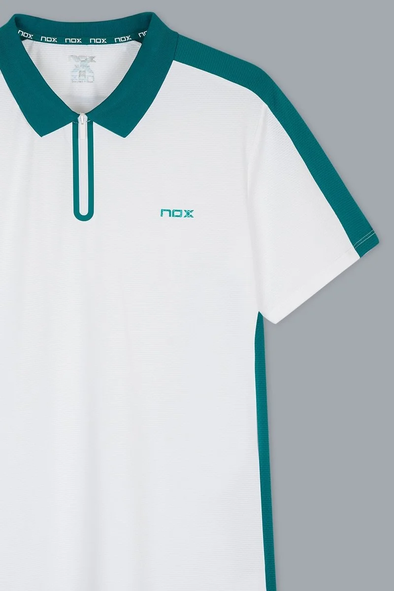 NOX MENS PRO WHITE/IVY GREEN POLO T-SHIRT